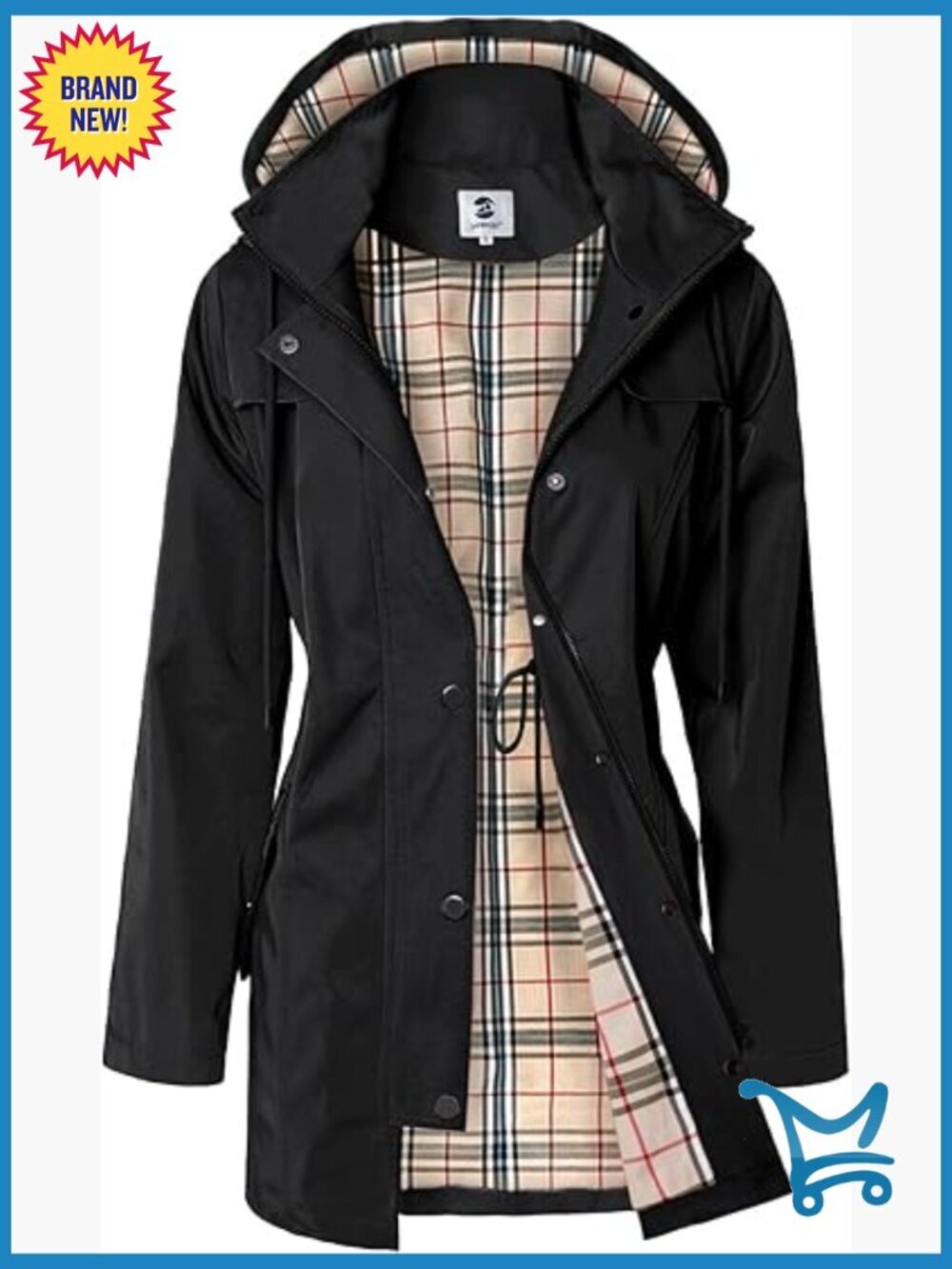 Women's Long Hooded Rain Jacket Outdoor Raincoat Windbreaker